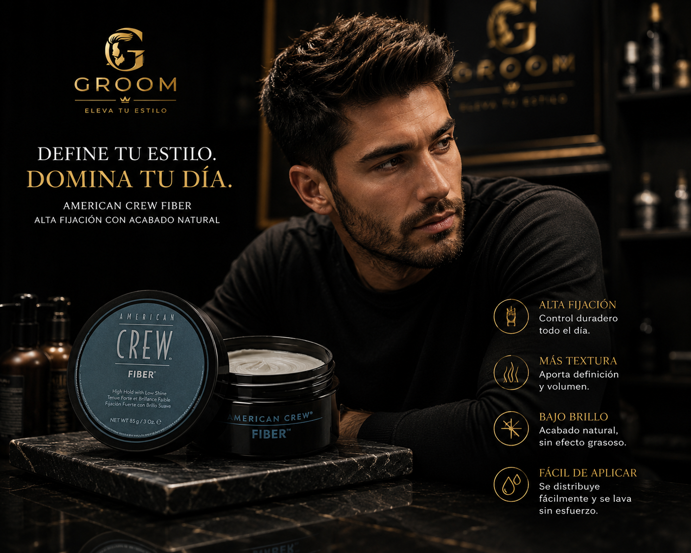 American Crew Fiber 85g | Cera Mate para Hombre
