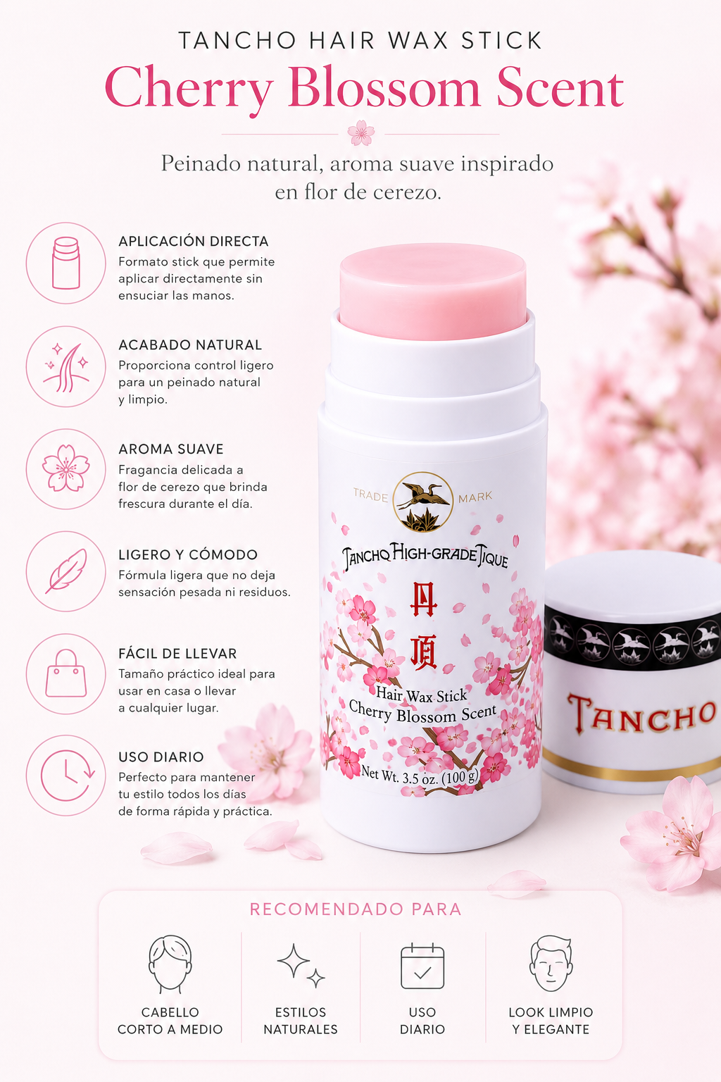 Gatsby Tancho Sakura 100g | Stick Capilar Aroma Suave