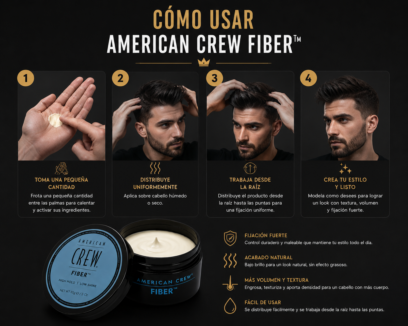 American Crew Fiber 85g | Cera Mate para Hombre