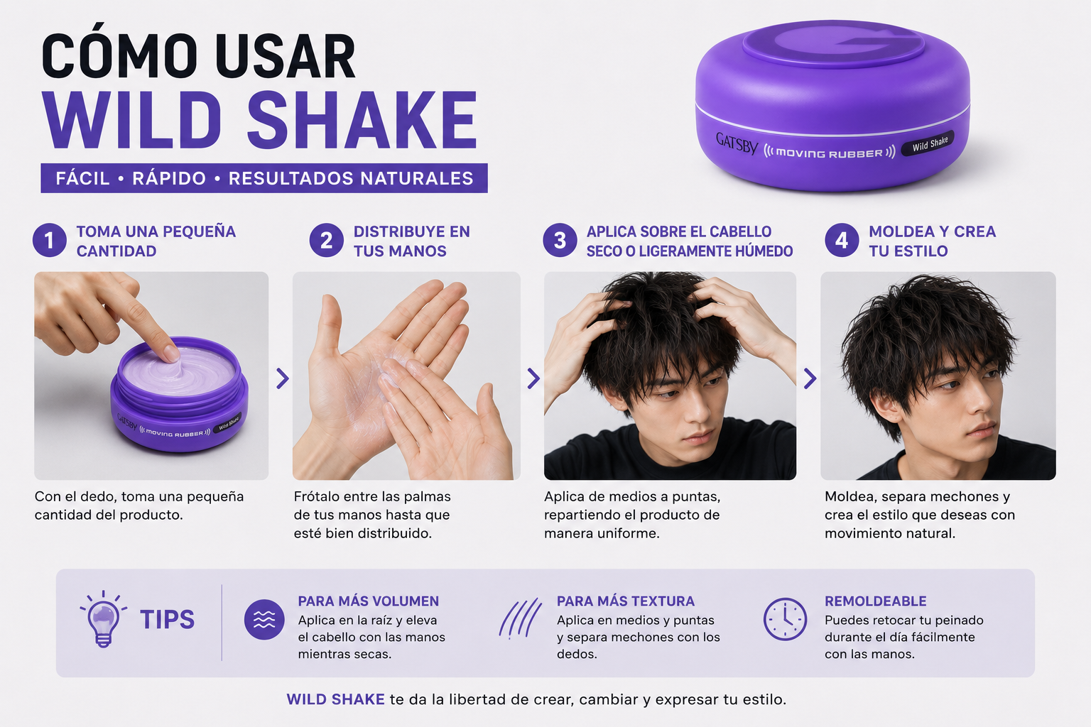 Gatsby Wild Shake Moving Rubber 80g | Cera Flexible