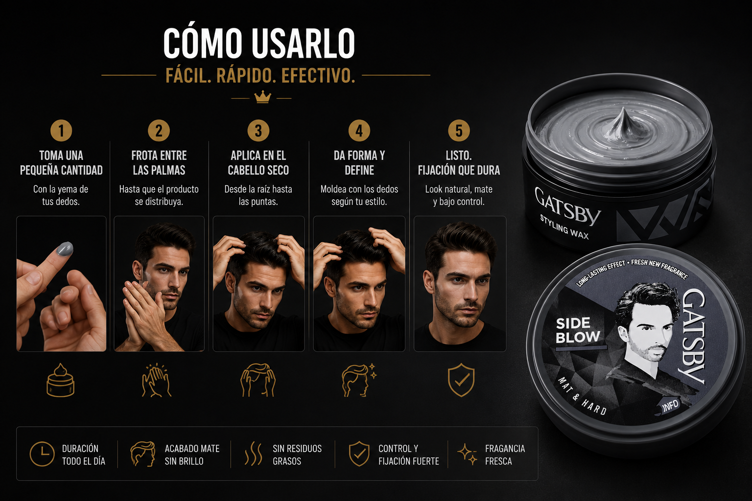 Gatsby Mat & Hard 80g | Cera Mate de Fijación Fuerte