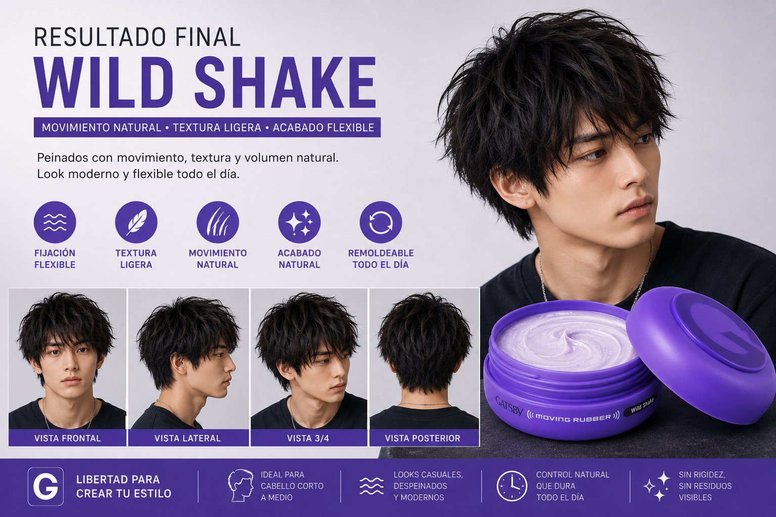 Gatsby Wild Shake Moving Rubber 80g | Cera Flexible