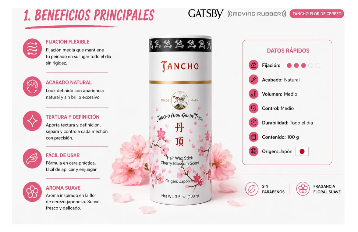 Cera Cabello Gatsby Tancho Flor De Cerezo Aroma Suave 100g