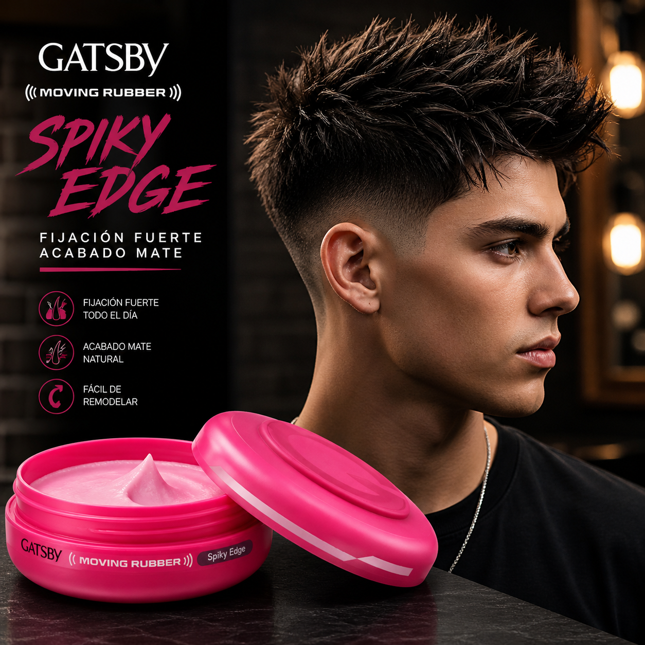 Cera Para Cabello Gatsby Spiky Edge Mate Fijación Fuerte 80g