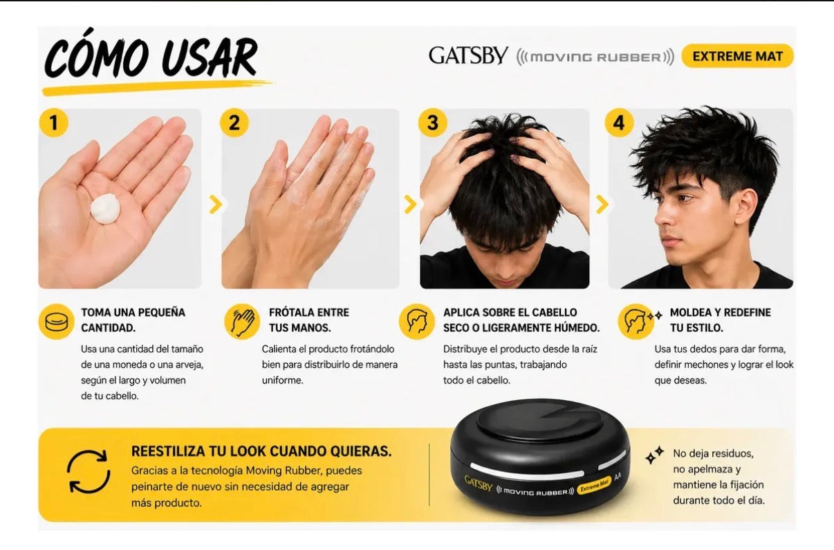 Cera Cabello Gatsby Extreme Mat Fijación Fuerte Mate 80g
